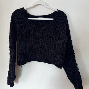 Black scalloped top sweater